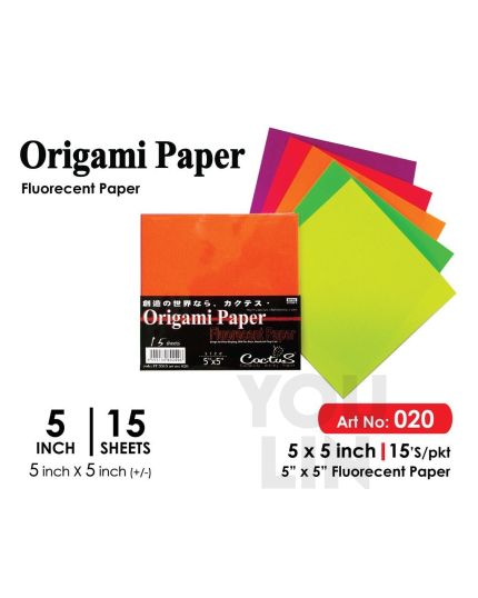 Cactus Origami Fluorescent Paper