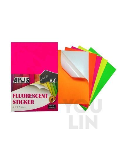 APLUS A4 Fluorescent Sticker Laser Printing sticker 10's - Colour
