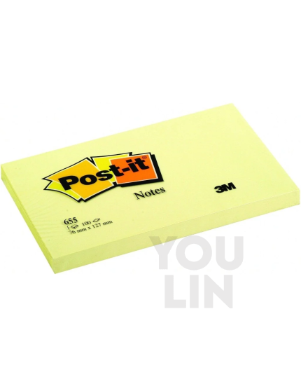 3M 655 (3'' x 5'') Yellow Post It Note / Sticky Notes
