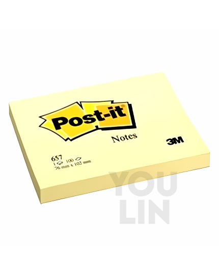 3M 657 (3'' x 4'') Yellow Post It Notes / Sticky Notes