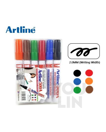 Artline 500A Whiteboard Marker Pen 2.0mm 6 Colour
