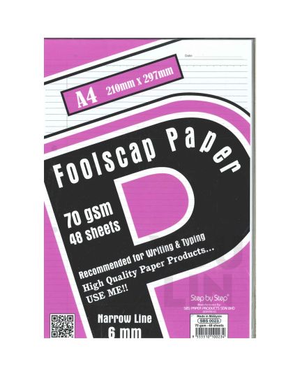 SBS 0024 A4 70GM NARROW LINE FOOLSCAP PAPER 100'S