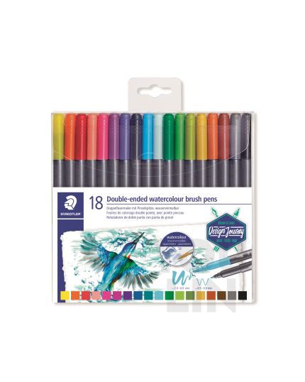 STAEDTLER 3001 TB18 02 Double-Ended Watercolour Brush Pen - 18colours