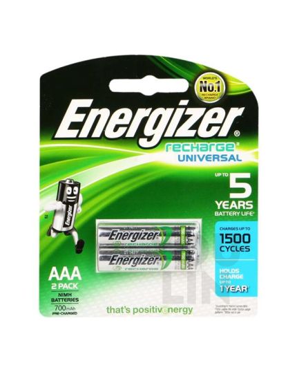Energizer NH12PPRP2 NIMH AAA Rechargeable Battery 700mah 2pc Card