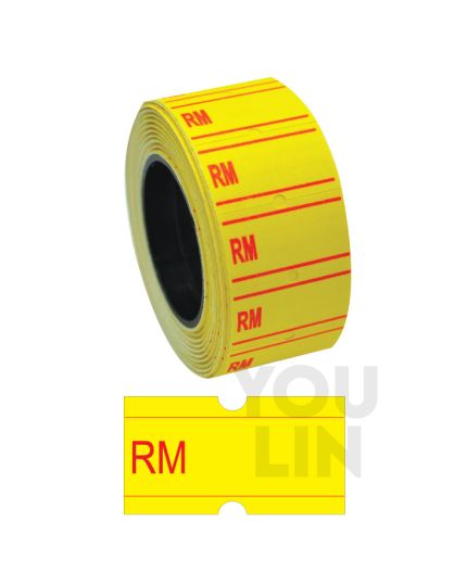 Astar Single Line Label "RM" Yellow Plain