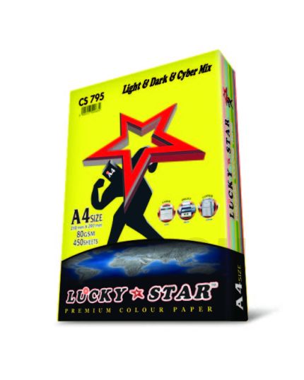 Luckystar CS795 A4 80gm Color Paper 450'S - Light, Dark & Cyber Mix
