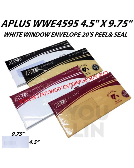APLUS WWE4595 4.5" X 9.75" White Window Envelope 20'S (P&S)
