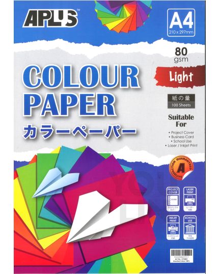 APLUS CP4801 A4 80gm Mix Light Colour Paper 100'S Ast