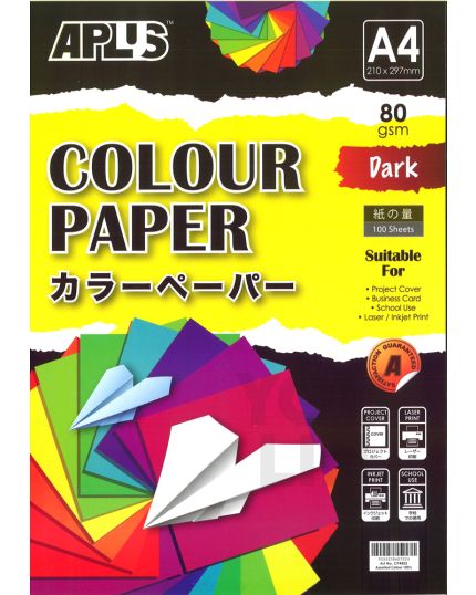APLUS CP4802 A4 80gm Mix Dark Colour Paper 100'S Ast