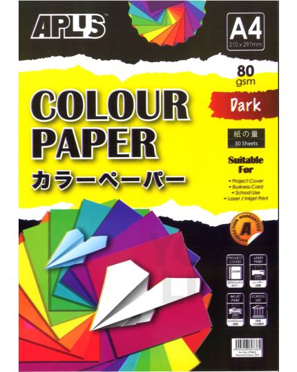 APLUS CP4602 A4 80gm Mix Dark Colour Paper 30'S Asst
