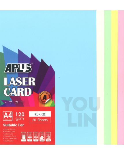 APLUS A4 120gm Laser Card 20'S - Light Mix