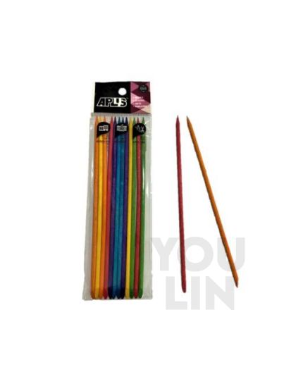 APLUS Round Wood Stick 17.5cm 12pcs - Colour
