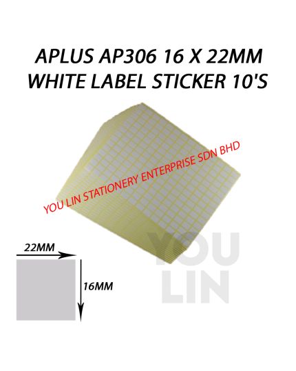 APLUS AP306 16 X 22MM White Label Sticker 10'S