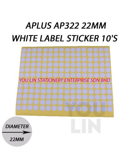 APLUS AP322 22MM White Label Sticker - 10'S