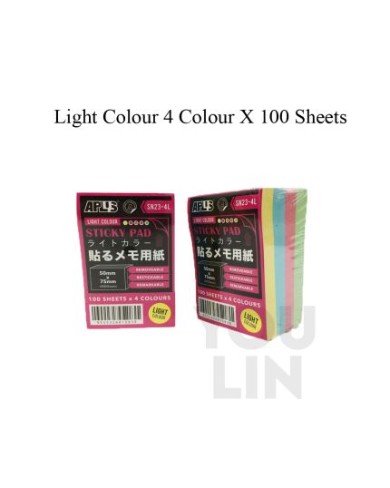 APLUS SN23-4L Stick On Note Cube - Light Colour (100'S X 4Col)