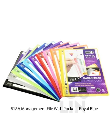 APLUS 818A A4 Management File W/Pocket - Royal Blue