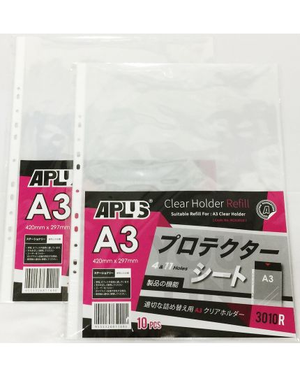 APLUS 3010R A3 Clear Holder Refill 10'S