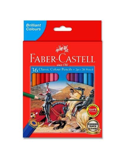 Faber Castell 115885 36L Classic Colour Pencil+2PC Tri-Grip 2B