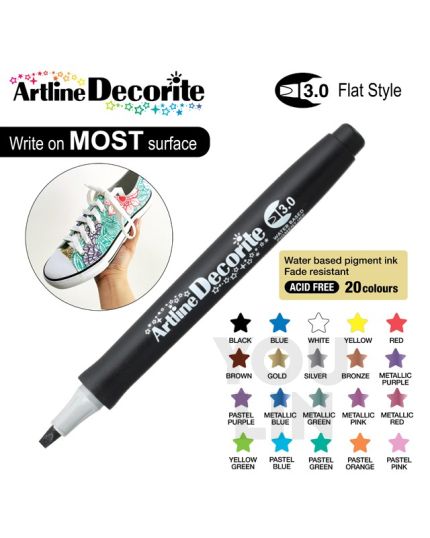 Artline EDF-3 Decorite Marker Flat Pen 3.0mm