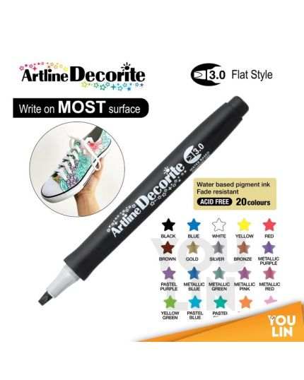 Artline EDFM-3 Decorite Marker Flat Pen 3.0mm