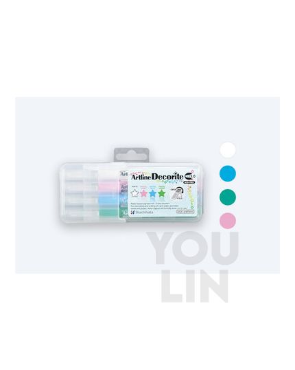 Artline EDF-3/4PSH1 Decorite Marker Flat Pen 3.0mm 4 Colour (Pastel)