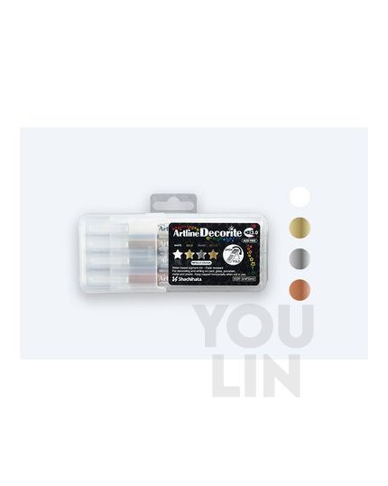 Artline EDF-3/4PSH2 Decorite Marker Flat Pen 3.0mm 4 Colour (Metallic)