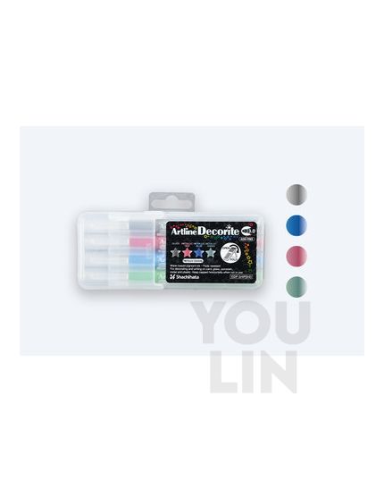 Artline EDF-3/4PSH3 Decorite Marker Flat Pen 3.0mm 4 Colour (Metallic)