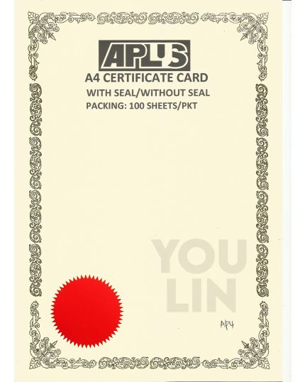 APLUS A4 160gm Certificate Card V/Seal - APS4