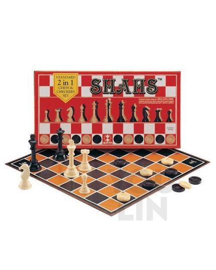 SPM Shahs Chess & Checkers Set - Standard 2 In 1 (SPM 88)