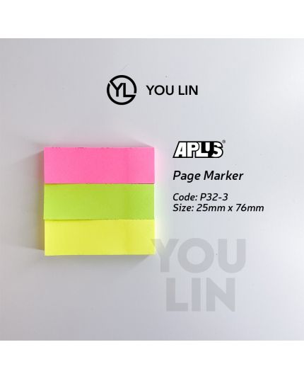 APLUS P32-3 25MM X 76MM Asst 3 Page Marker