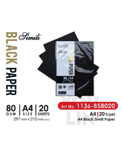 Cactus BS8020 A4 Black Simili Paper