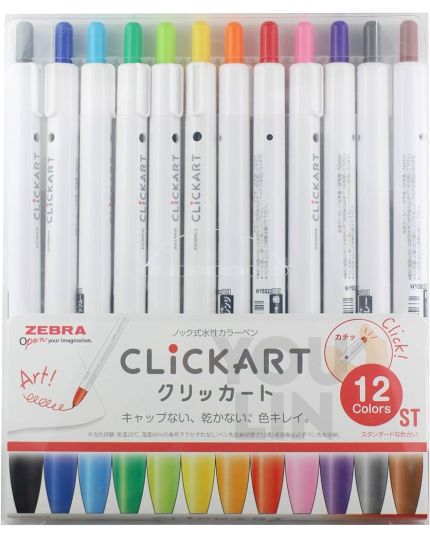 Zebra WYSS22 Clickart Marker 12 Color Set - Standard Color