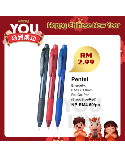 Pentel Energel-X Ret Gel Pen 1.0mm