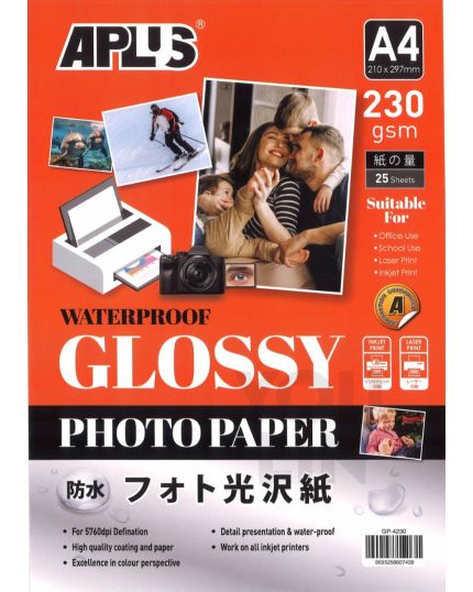 APLUS GLOSSY PAPER GP-4230 A4 230GSM 25'S