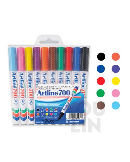 Artline 700 Permanent Marker Pen 0.7mm 10 Colour