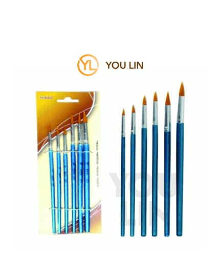 Nikki 6251 Nylon Paint Brush 6's (Round)