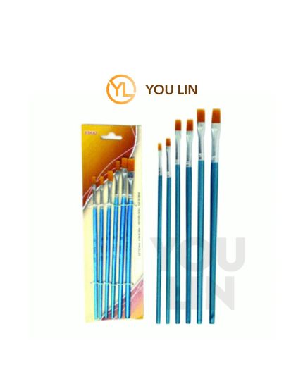 Nikki 6577 Nylon Paint Brush 6's (Square/Flat)