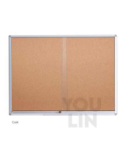 WriteBest Aluminum Frame Cork Sliding Glass Notice Board