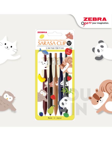 Zebra Sarasa Clip Animal Pop Up 0.5MM 5Pcs