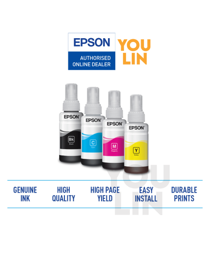 Epson T664 Ink Bottle (Black, Cyan, Magenta, Yellow)