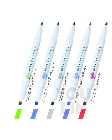 Zebra WKT7-5C-NC Mildliner Highlighter 5pcs