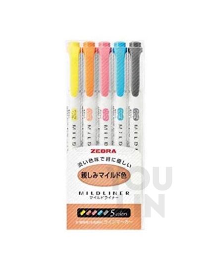 Zebra WKT7-N-5C Mildliner Highlighter 5pcs