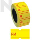 Astar Single Line Label "RM" Yellow Plain