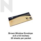 APLUS BWE4595 4.5" X 9.5" Brown Window Envelope 20'S (P&S)