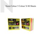 APLUS SN33-5N Stick On Note Cube - Neon Colour (80'S X 5Col)