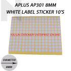 APLUS AP301 8MM White Label Sticker 10'S