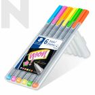 STAEDTLER 334 SB6CS3 Triplus Fineliner Set of 6 Colors (Neon)