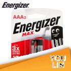 Energizer E92BP2M AAA Battery 2pc Card