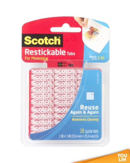 Scotch R100 Re-Usable Tabs 1" X 1" 18 Squares
