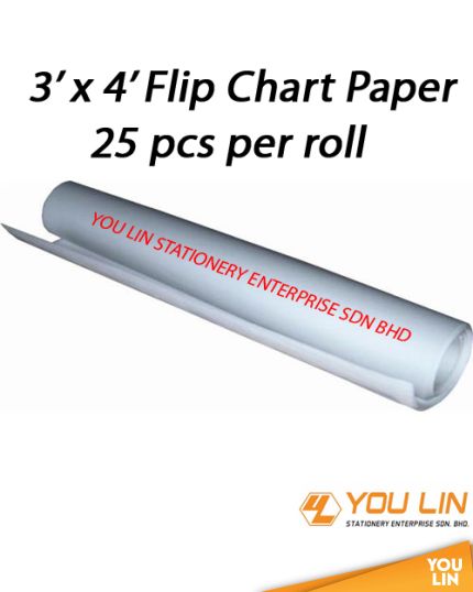 Flip Chart Paper 3'' x 4'' - 25pc/Roll